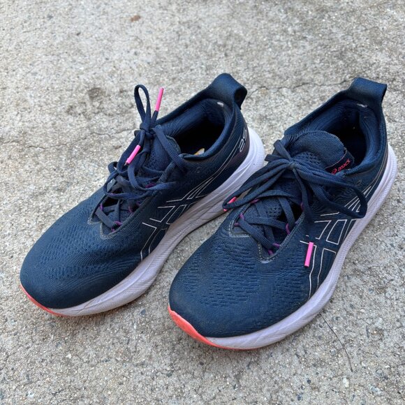 Asics Shoes Gel-Nimbus 25 Mens 8.5 Wide Navy White Pink Accent Running Walking, - Picture 5 of 9